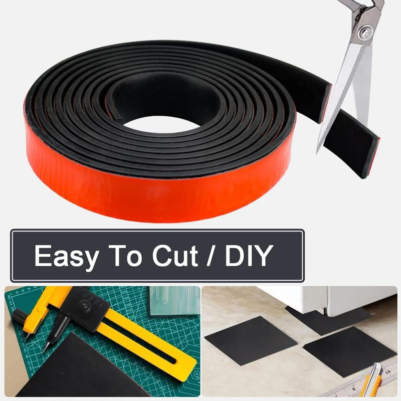Adhesive Rubber Strips with Adhesive Backing Self Stick Neoprene Solid Rubber Sheets Rolls Strips for Gaskets Pads Seals Crafts Protection (1" Wide x 1/8" Thick x 10' Long)