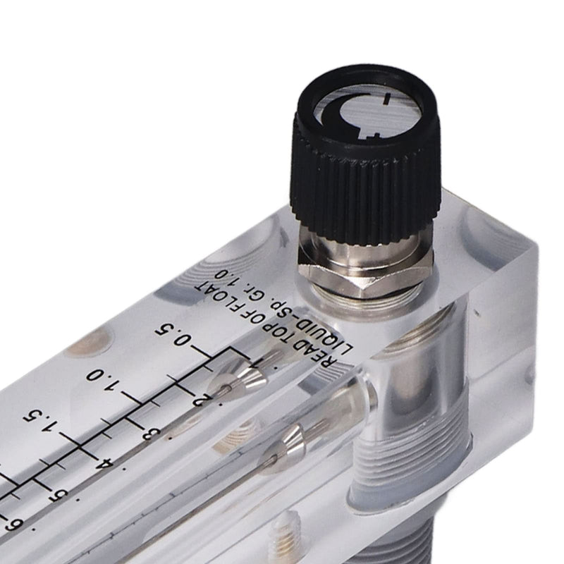 [Australia - AusPower] - 0.1-1GPM Liquid Flowmeter Adjustable Panel Mount Type Acrylic Transparent Water Meter 1/4in Thread for Rate of Liquid Medium 
