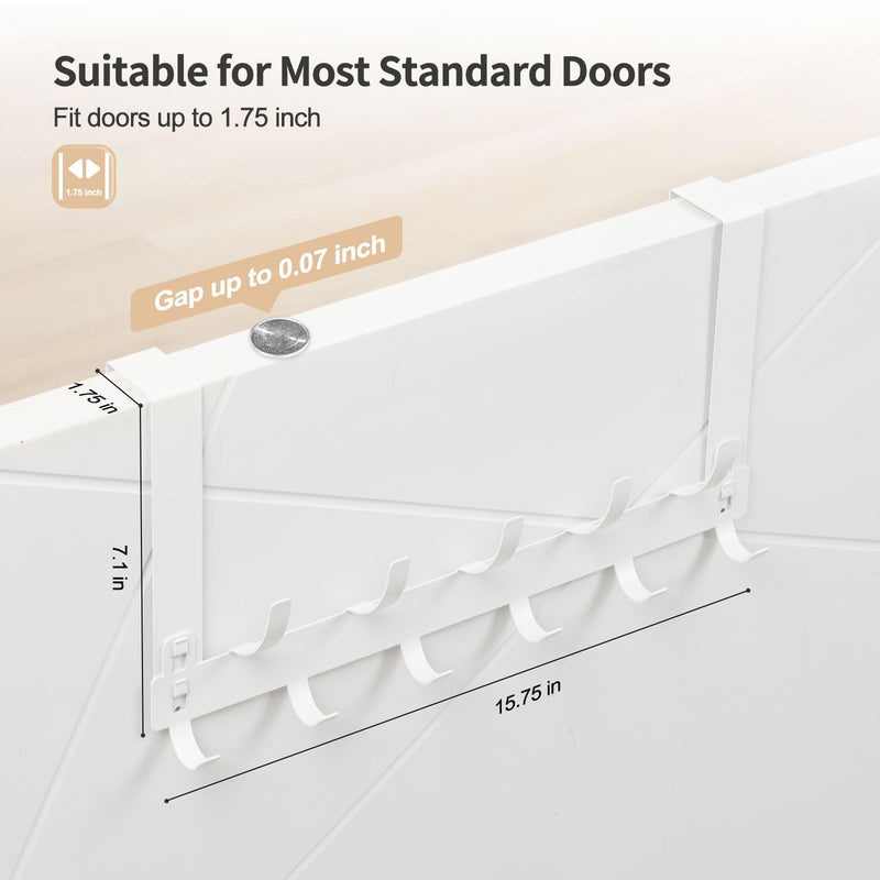 [Australia - AusPower] - Over The Door Hooks, Door Hanger Hooks for Hanging Clothes, Over The Door Towel Rack for Bathroom, Door Hanger Hook Fits 1-3/4" Thick Door, White 1 Pack 