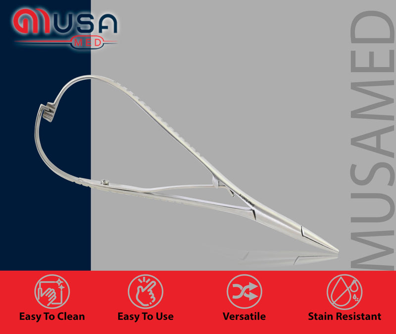 [Australia - AusPower] - Mathieu Ligature Elastic Placing Plier 5.5" Needle Holder Driver Ligature Separator Placer, Lace Back Tightener Elastomeric Orthodontic Instruments Stainless Steel Dental Surgical Instruments 