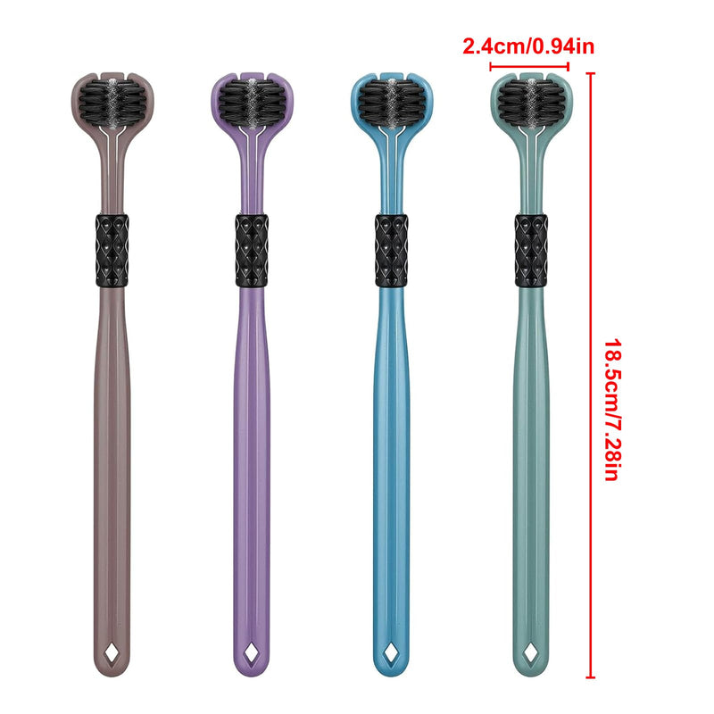 Pack of 8 Three-Head Toothbrush, Three-Sided Toothbrush, Soft Adult Travel Toothbrush Set, All-Round Cleaning 3-Sided Toothbrush for Travel and Home Use
