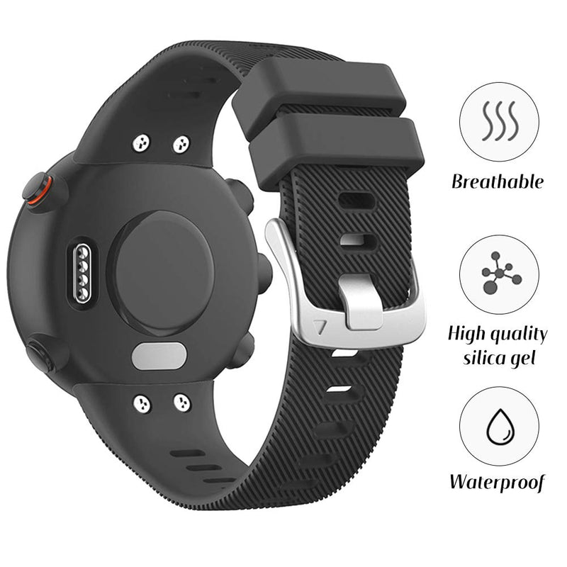 [Australia - AusPower] - Watbro Compatible with Garmin Forerunner 45S band, Soft Silicone Sport Replacement Watch Band, Fitness Strap Bracelet Wristband for Garmin Forerunner 45S Smartwatch Black 