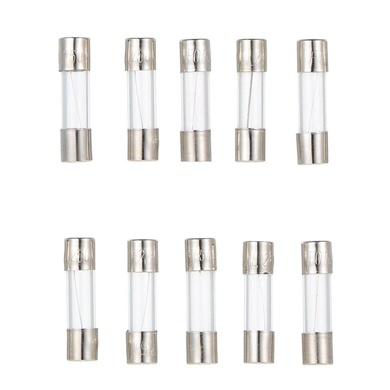 [Australia - AusPower] - 100 x 10 Values Quick Impact Glass Fuses Assortment Set 5 x 20 mm Fuse 250 V Fuses 0.2 A, 0.5 A, 1 A, 2 A, 3 A, 5 A, 6 A, 8 A, 10 A, 15 A Packaging in a Plastic Box 