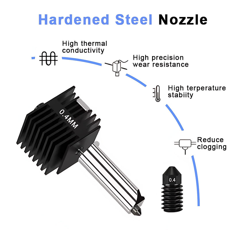 4 Pack 0.2MM 0.4MM 0.6MM 0.8MM A1/A1 Mini Hotend Kit for Bambu Lab 3D Printer - 0.2/0.4mm Hardened Steel Replacement Nozzle High-Temperature Extruder Print Head for Bambu Lab 3D Printer Accessories 1