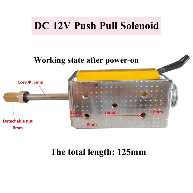 [Australia - AusPower] - DC 12V Push Pull Solenoid 35mm Long Stroke Small Electromagnetic Electric Magnet For Automobiles,Project and DIY 