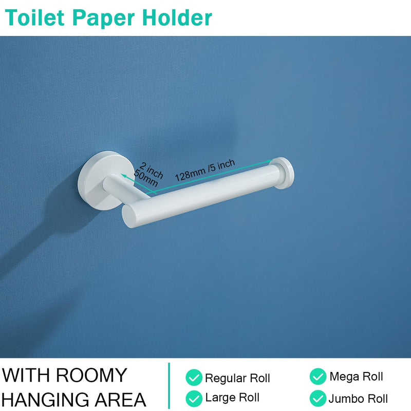 White Toilet Roll Holder Bathroom Toilet Paper Holder Wall-Mounted TP Toilet Tissue Holder White