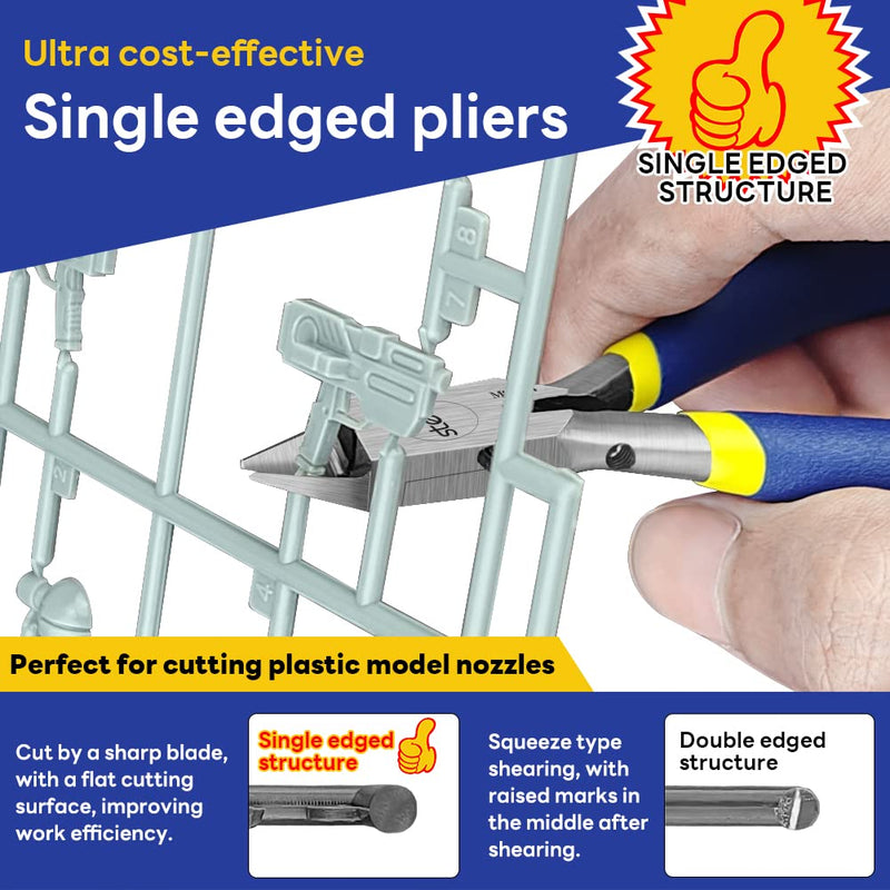 [Australia - AusPower] - stedi 4.7-inch Model Nipper, with Ultra-thin Single-edge and Blade Case Plastic Model Tools for Gundam Repairing Plastic Model and Fixing，Blue Single-edged (Blue_for Beginners) 