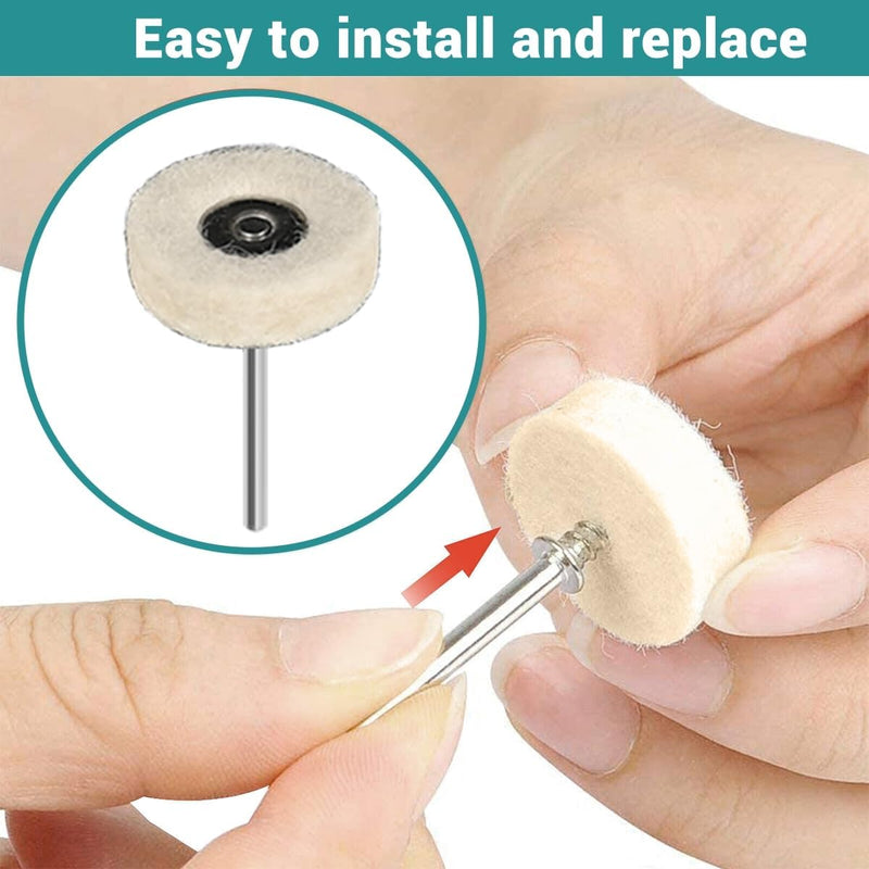 [Australia - AusPower] - 137PCS Buffing Wheel Polishing Kit with Polish Compound, Rotary Tool Accessories with 1/8" Shank, Abrasive Wheel Buffing Polishing Wire Brushes Wool Felt Cotton Mounted Compatible with Dremel 