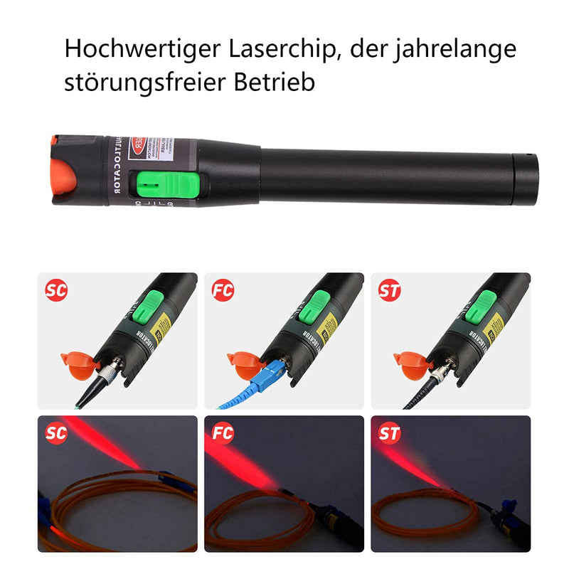 [Australia - AusPower] - Fiber Visual Fault Locator Pen 30KM, VFL Fiber Optic Cable Tester, Fiber Optic Pen Tester Adapter for LC/FC/SC/ST Interface, Fiber Network Cable Test Kit, Fiber Light Source Tester 