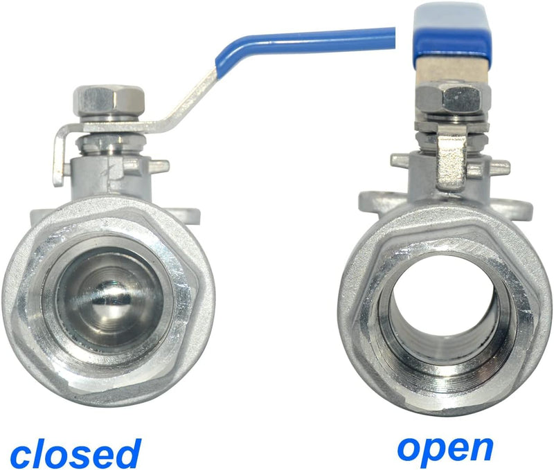 [Australia - AusPower] - Dsmpipeft1Pcs 316 Stainless Steel 1-1/2" Full Port Ball Valve with Heavy Duty Blue Vinyl Insulation Handle, NPT Female x Female Thread,1000 WOG 1.5 Inch 
