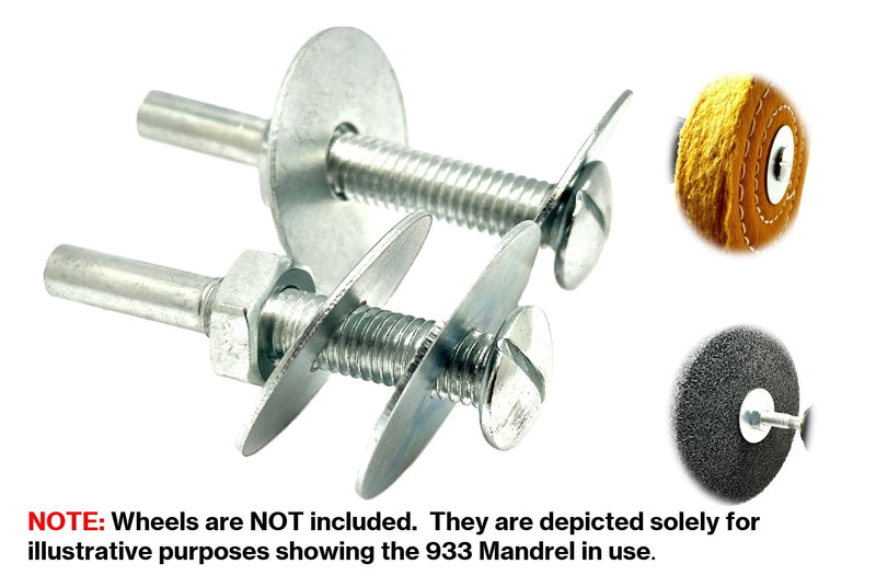 [Australia - AusPower] - 2 Pack 933 Unitized Wheel Mandrel, 2” x 1/4” x 1-1/4”, for attaching 2” – 4” Diameter – 1/4” Center Hole Buffing, Polishing, Unitized Wheels to Rotary Tools, Pack of 2 