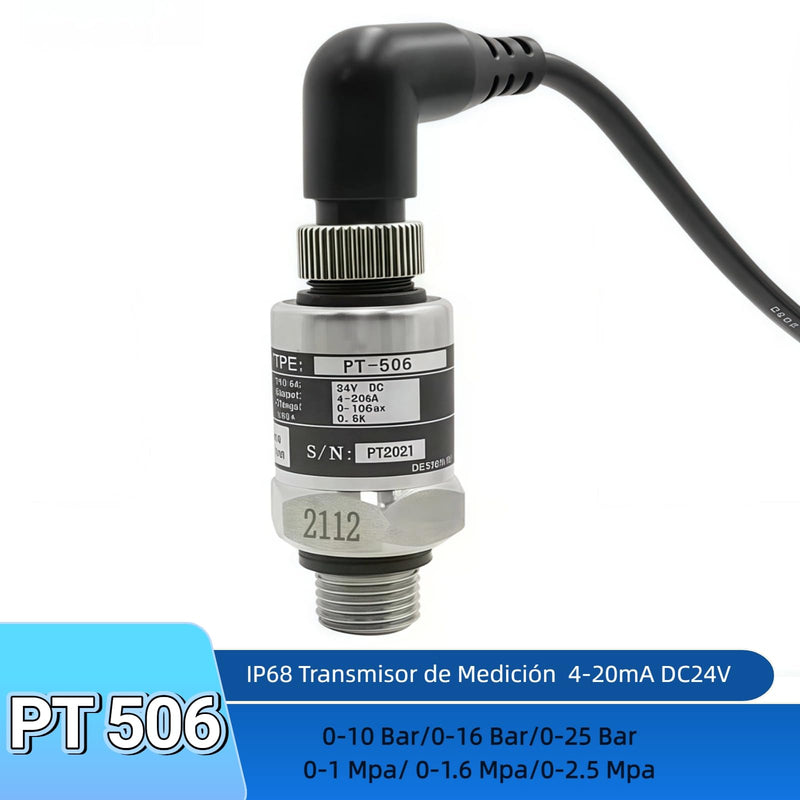 [Australia - AusPower] - Stainless Steel Pressure Transducer 0-10 Bar Pressure Sensor 1 Mpa Pressure Transmitter Highly Accurate Water Pressure Sensor Bends 24 V DC 4-20 mA Output G1/4 Inch for Water Gas, Protection Class 