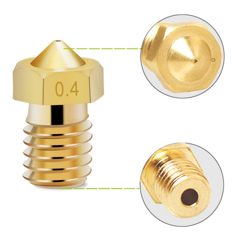 [Australia - AusPower] - 14 Pcs M6 3D Printer Nozzle 0.4mm Extruder Brass Nozzle Print Head for 1.75mm Filament E3D V5 V6 Makerbot 