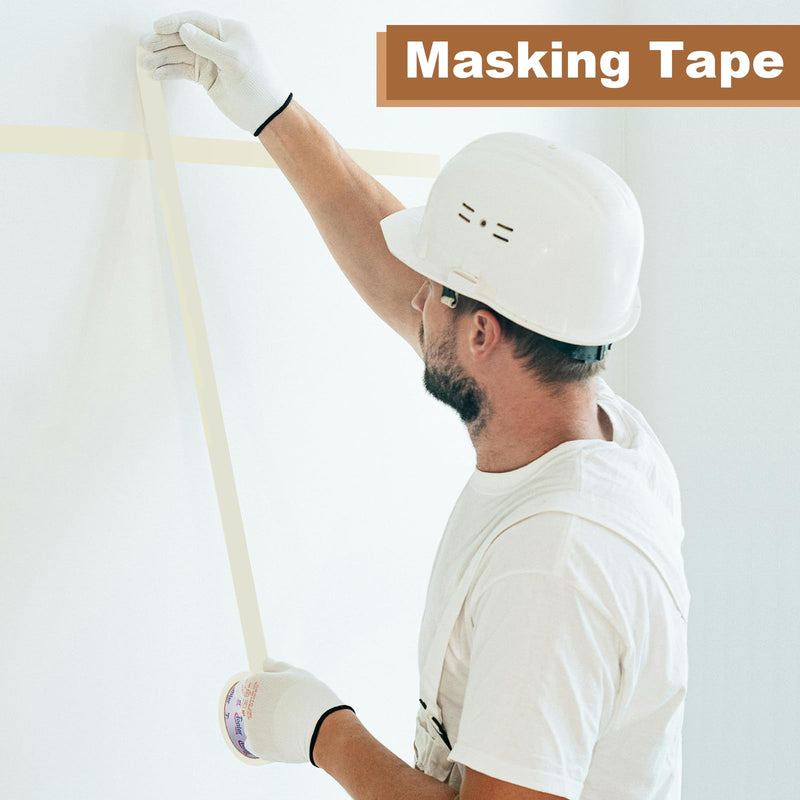 2 Rolls Masking Tape 1.88 Inch x 22 Yards, General Purpose Beige Painter Tape for Painting, Labeling, Craft, Decorating and DIY Projects, Easy to Tear and Remove 2 Rolls, 1.88IN x 22YD, Beige