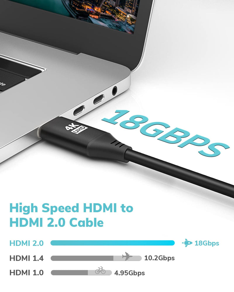 4K HDMI Cable 25Feet, in-Wall CL3 Rated HDMI Cable 2.0 Support (HDR10 8/10bit 18Gbps HDCP2.2 ARC) High Speed HD Shielded Cord Compatible with Roku TV/Laptop/PC/HDTV (Pack of 2) 25Feet (Pack of 2) Black