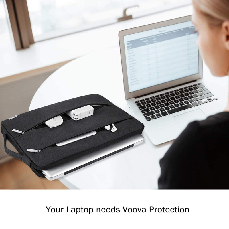 [Australia - AusPower] - Voova 13 13.6 Inch Laptop Sleeve Case Compatible with MacBook Air/MacBook Pro 13 M2/M1,13.5 Surface Laptop 5/4, Surface Pro X / 9/8, iPad Pro 12.9, Waterproof Computer Bag Cover with Handle, Black 12.6-13.6 Inch 
