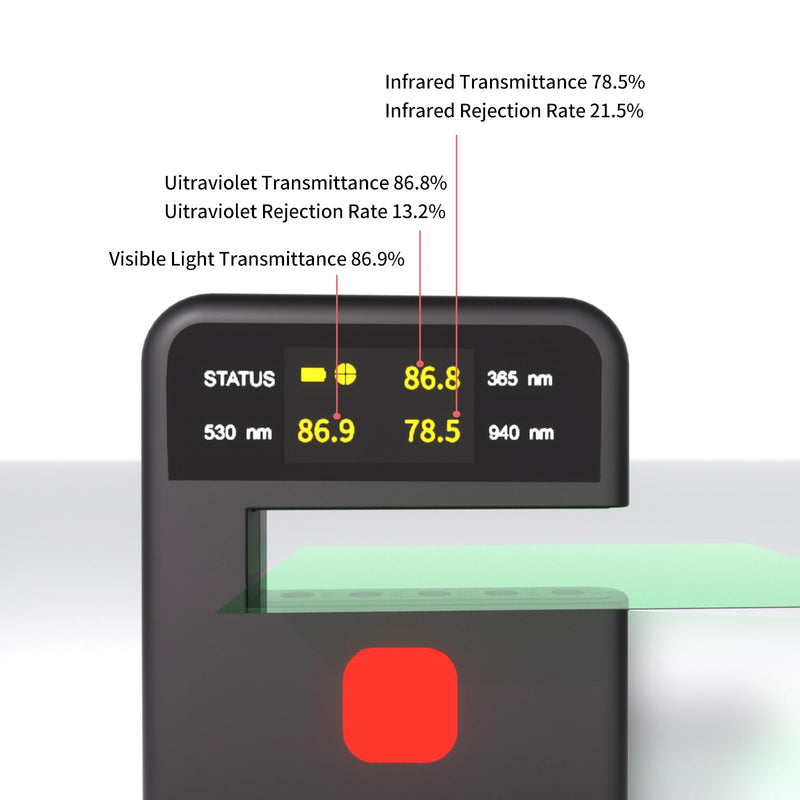 [Australia - AusPower] - Digital Tint Meter Handheld Window Tint Solar Film Transmission Meter Type-C Charge VLT UV IR Detection Transmittance Meter Automatic Calibration Auto Glass Solar Film Tester Max 1/2" Thickness 