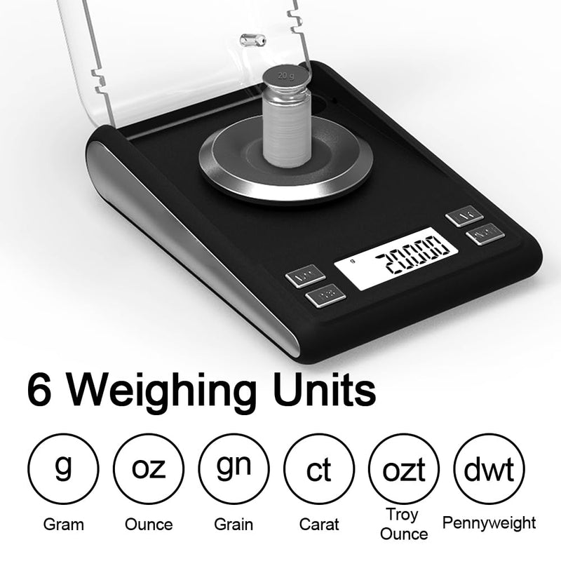 [Australia - AusPower] - Milligram Scale with Capsule Filling Tool Kit, Only for Size 0, Powder Pans, mg Scale for Powder Medicine, 50g by 0.001g, 6 Weighing Units, Calibration Weight, Scoops, Tweezers Included 