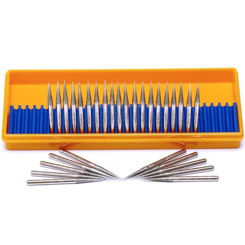 [Australia - AusPower] - JINGLING 30Pcs 3.2mm Tapered Point Diamond Grinding Bit 1/8" Cone Rotary Burrs for Dremel Shank Diameter: 1/8 in (3mm) 