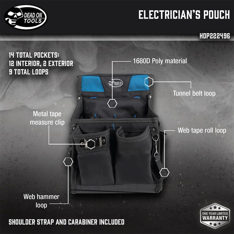 Dead On Tools HDP222496 Pro Electricians Professional Pouch, Black|Black (Pack of 1)