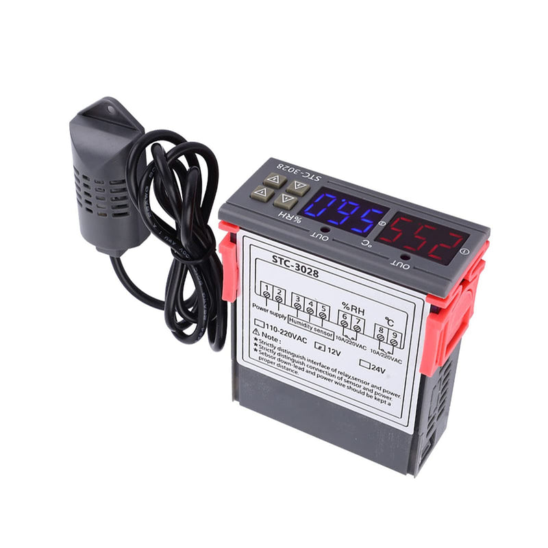 [Australia - AusPower] - STC-3028 Temperature Control Digital Display Temperature and Humidity Controller Meter with Integrated Sensor (12 V), #-01 