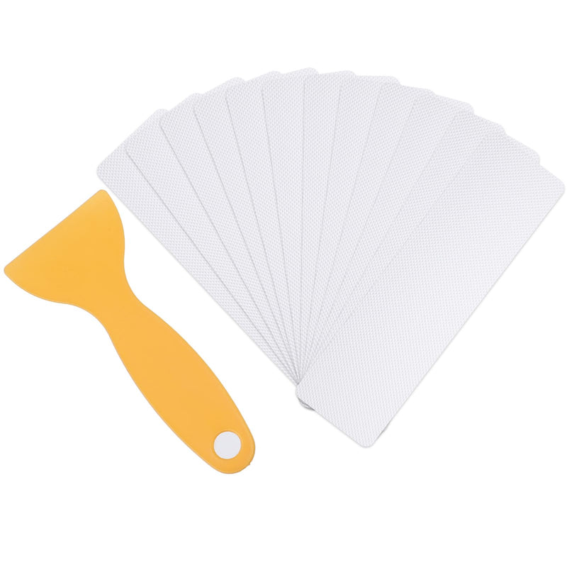 12 PCS Rubber Grip Tape Strips, 7.87"x2.36" Clear Non-Abrasive Grip Stickers with Scraper Non-Slip Tape for Handles Waterproof Heat Resistant Cushion Grip
