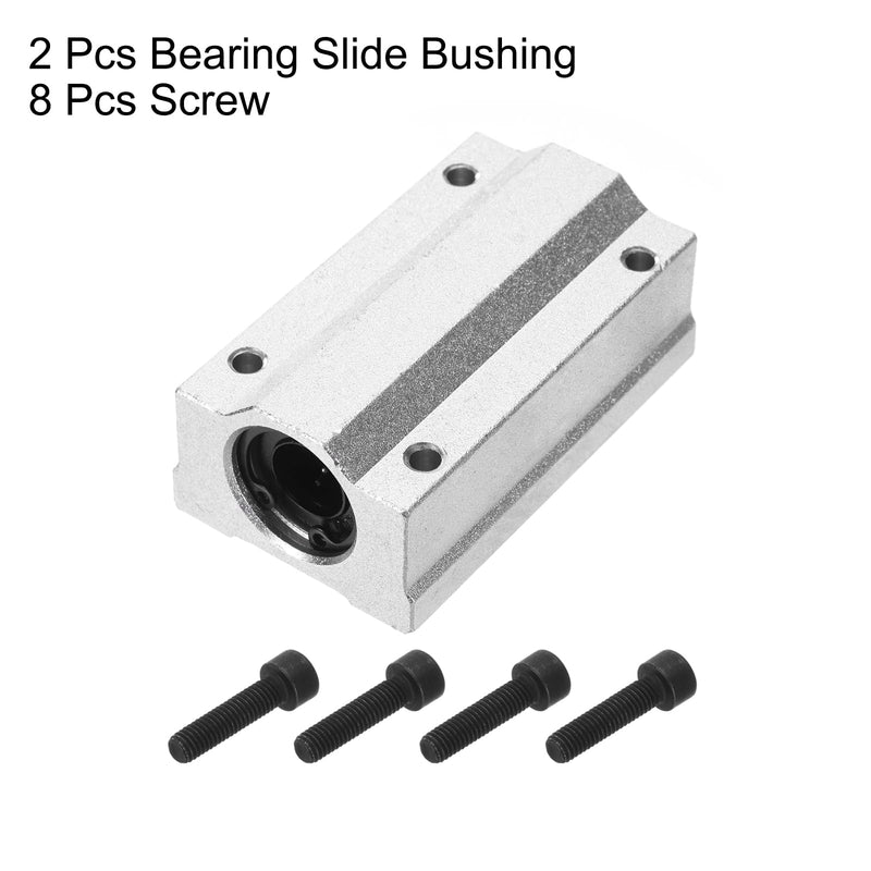 [Australia - AusPower] - uxcell 2PCS SCS12LUU Linear Motion Ball Bearing Slide Bushing Aluminum 70mm Long Linear Roller Bearing Slide Block for 12mm Round Shaft Rod in 3D Printer, CNC Machine, Silver Tone 