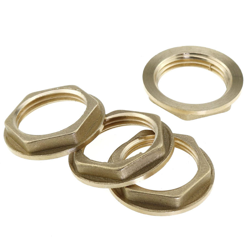 [Australia - AusPower] - MEETOOT 4pcs Brass Lock Nuts Pipe Fitting 3/4 Inch NPT Female Nut Gasket Flange Hex Suitable for Water, Gas, Oil 
