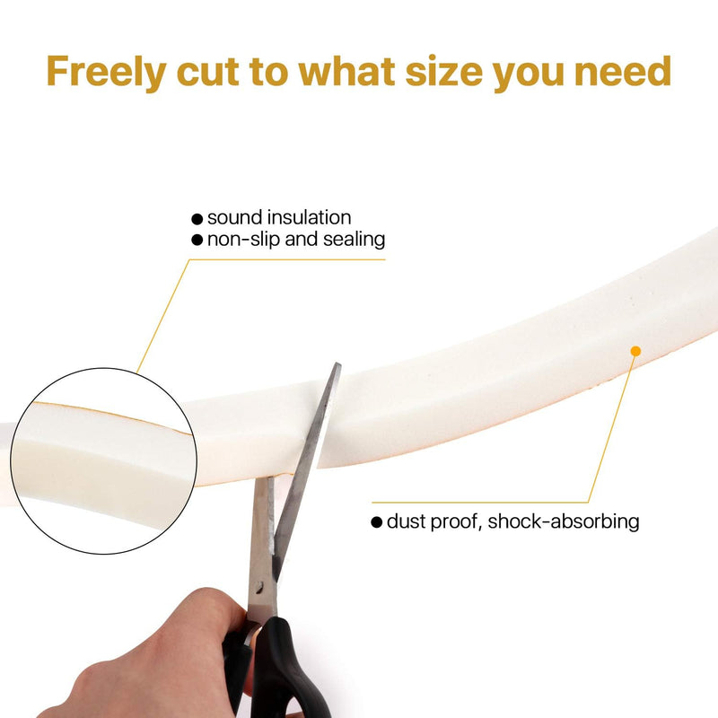 4 Rolls Weather Stripping for Doors, 1/4 Inch Wide X 1/16 Inch Thick Total 52 Feet Long Adhesive Soundproof Foam Seal Tape for Windows(13ft x 4 Rolls) 1/4" (W) x 1/16" (T) x 52' (L) White