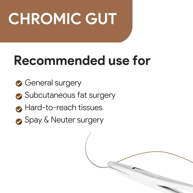 [Australia - AusPower] - VeterSut CHROMIC Gut Surgical Suture 2-0, (CT-1) 1/2 36mm Taper Point, 12 Count, Veterinary Use 