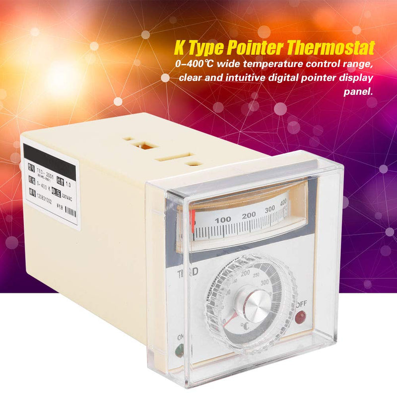 [Australia - AusPower] - 0-400℃ 220V AC K Type Temperature Controller TED-2001 Pointer Thermostat 