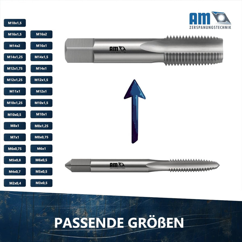 [Australia - AusPower] - AM-Zerspanungstechnik Tap Cutter Set M14 x 1.5 Taper + Finishing Tap Set 2 Pieces Hand Tap (M14 x 1.5) M14x1,5 