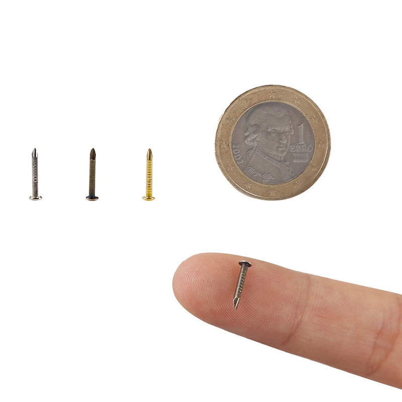 [Australia - AusPower] - newlng 500PCS Small Nail Round Head Tiny Nails String Art Nails Hand-Made Hardware Accessories Fasteners Mini Nails 1 X 10mm/0.04"X0.4"(DXL) Silver 