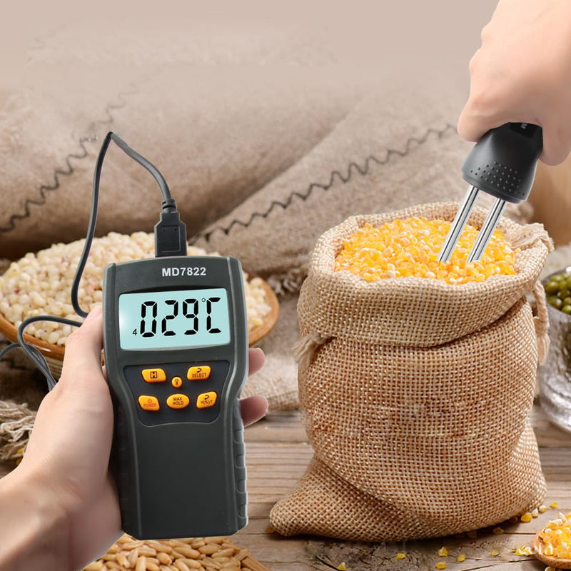 [Australia - AusPower] - Detector, Professional Digital MD-7822 Tester, Meter Portable Water Content Analyzer for Tea Corn Straw Bran Soybean Meal Grains 