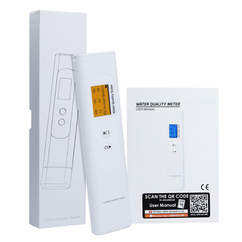 [Australia - AusPower] - Water Quality Tester for Drinking Water, Portable 6-in-1 TDS Meter TOC, COD, EC, UV275, Temp&TDS, Digital Drinking Water Quality Tester for Home, RV, Hiking, Camping, Travel, Well, Tap, Water Purifier 