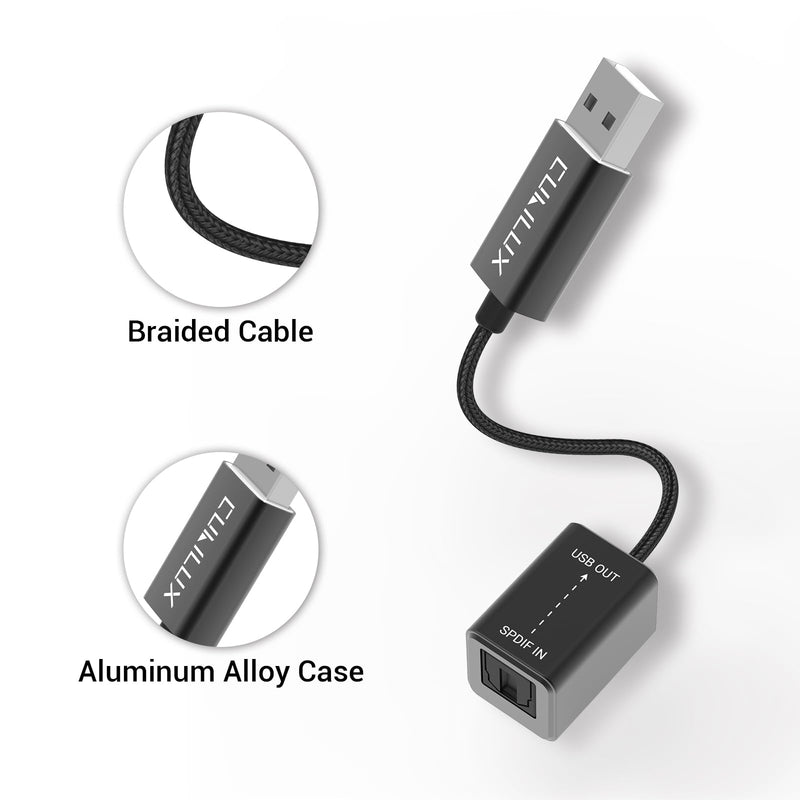 [Australia - AusPower] - Cubilux USB A SPDIF Input Adapter for PC [Stereo Recording ONLY, NOT for Playing Audio] USB Optical Line-in Dongle, Toslink to USB Receiver, USB A SDPIF RX Interface Suitable for Laptop Computer 