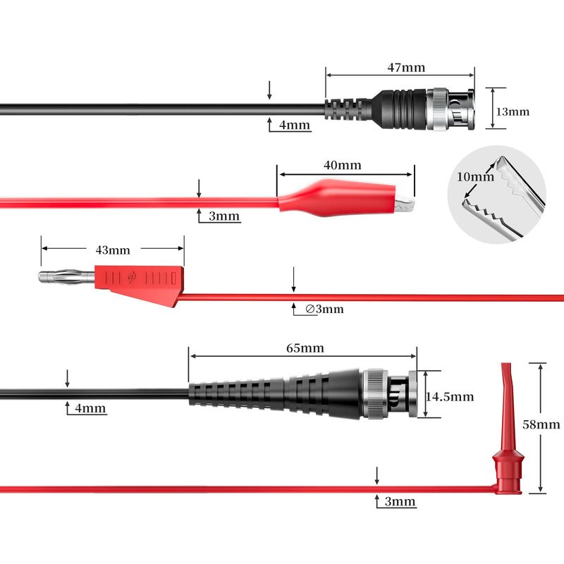 [Australia - AusPower] - Goupchn Universal Oscilloscope Probes with Accessories Kit 100MHz 1X 10X 2 Pack with BNC to BNC, Test Hook, Alligator Clip, Banana Plug Test Leads, Wire Piercing Probe X1/X10 100Mhz 2PCS with 4PCS BNC Test Leads 