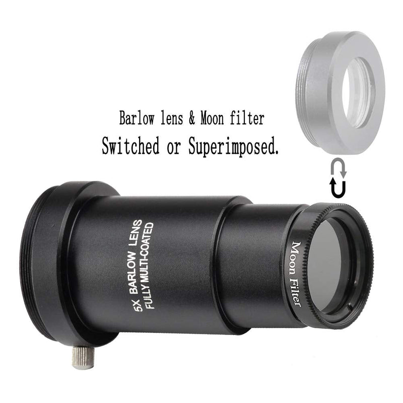 [Australia - AusPower] - 1.25-inch 5X Barlow Lens & Moon Filter Kit-for Telescope Eyepieces 