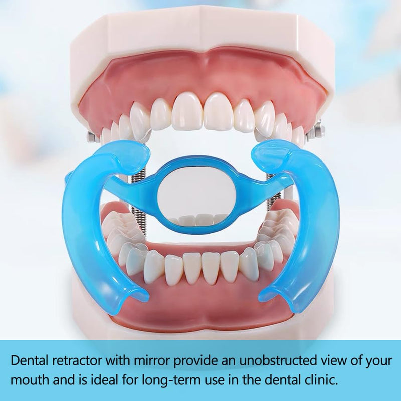 [Australia - AusPower] - Dental Cheek Retractor with Mirror, Mouth Opener for Teeth Whitening & Repairing, M shape Lip Protector Dentist Supplies, 10 PCS 