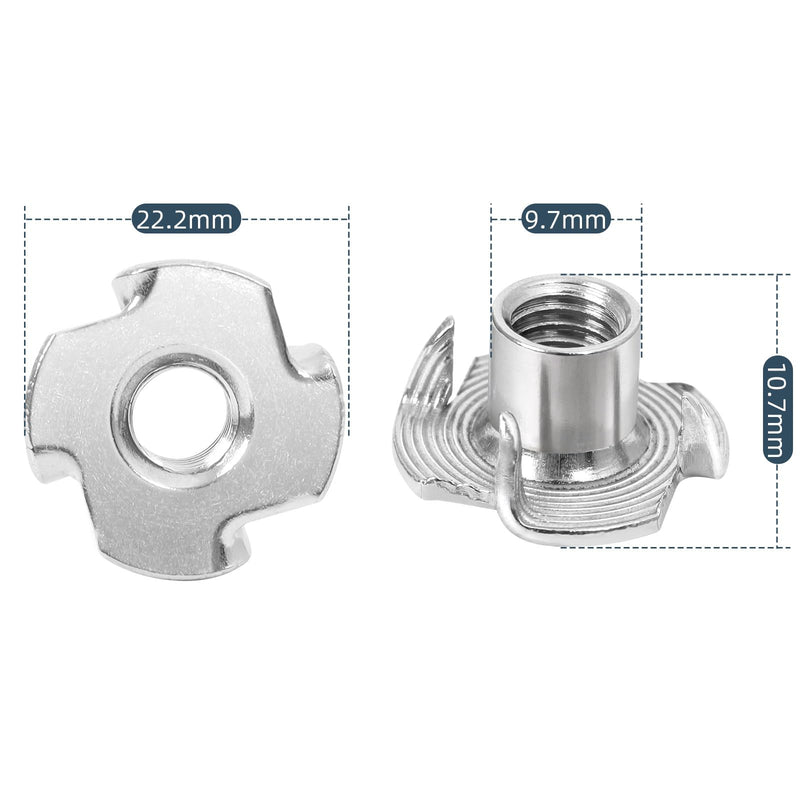 [Australia - AusPower] - M8 T-Nuts Durable Anti-Corrosion Threaded Inserts Tee Nut Four Prongs Nut for Wood and Furniture, 304 Stainless Steel, 30 PCS M8 x 11mm 