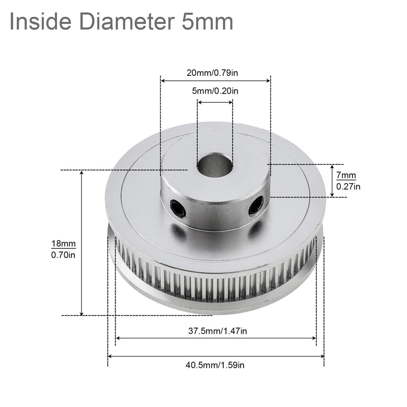 [Australia - AusPower] - GT2 Pulley 60 Teeth Bore 5mm Width 6mm Timing Belt Pulley for 3D Printer, CNC (4, 60T 5mm bore) 4 