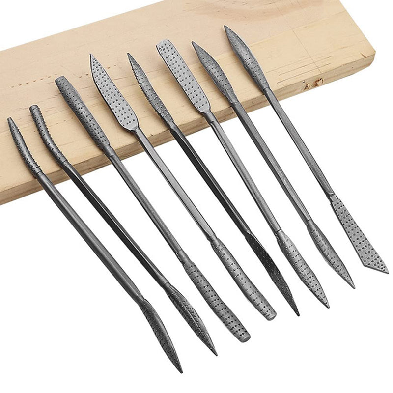 [Australia - AusPower] - CLAHJQX 8pcs Wood Files and Rasps, Wood Carving Kit, Double Ended Riffler Rasp Set, Special Shaped File Set for Woodworking 