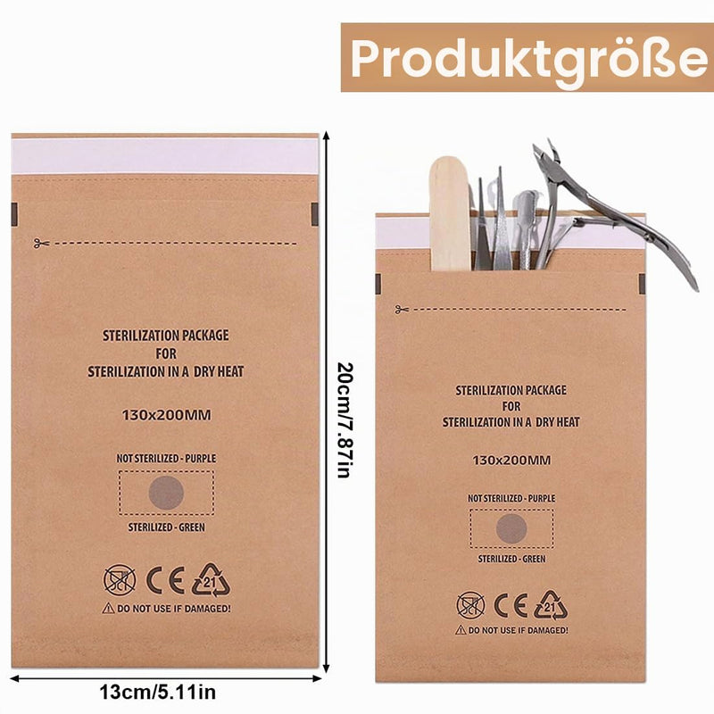 WeddHuis Pack of 50 Sterilisation Bags 130 x 200 mm Self-Adhesive for Manicure and Pedicure Tools, Cosmetic Instruments, Tattoo Supplies, Compatible with Steriliser and Autoclave