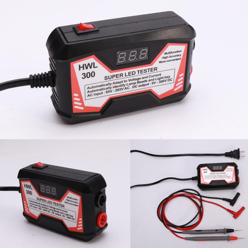 [Australia - AusPower] - LED Lamp Bead TV Backlight Tester with Power Switch/Probe Pens/Power Cable, 0-300V Adaptive Voltage LED Strip Lamp Beads Light Source Testing Tool for All LED Lights Repair (Black) 