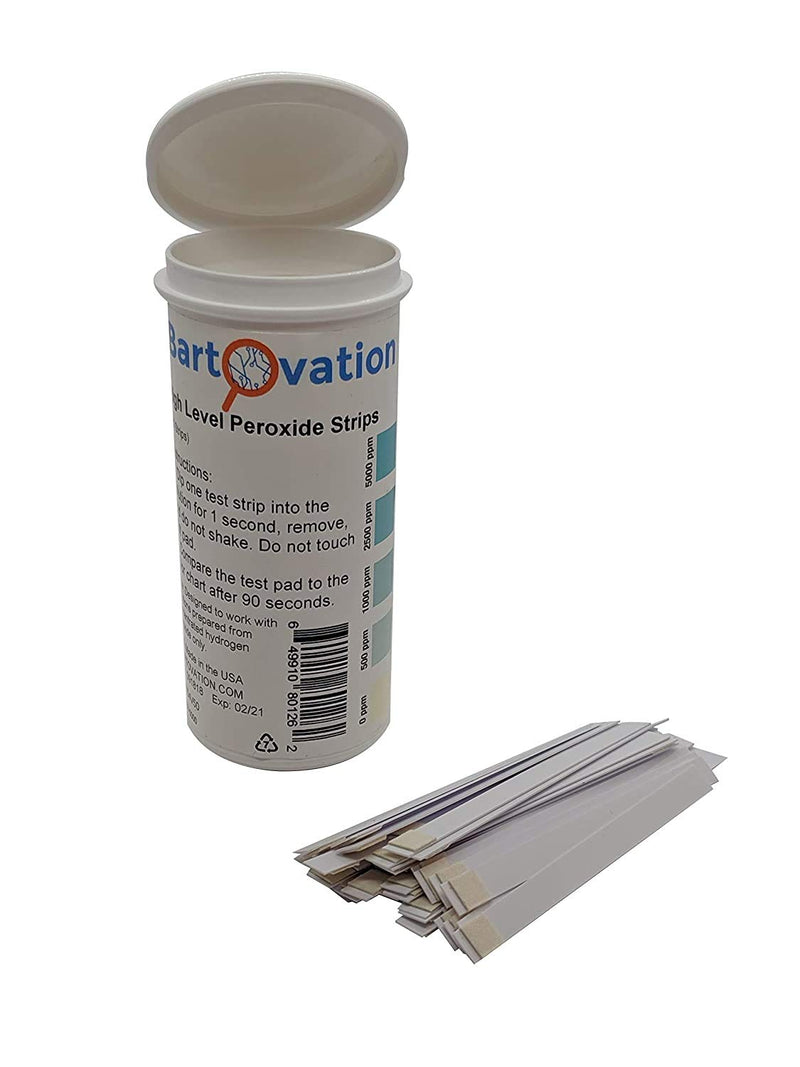 [Australia - AusPower] - Very High Level Hydrogen Peroxide H2O2 Test Strips, 0-10,000 ppm [Vial of 50 Strips] 