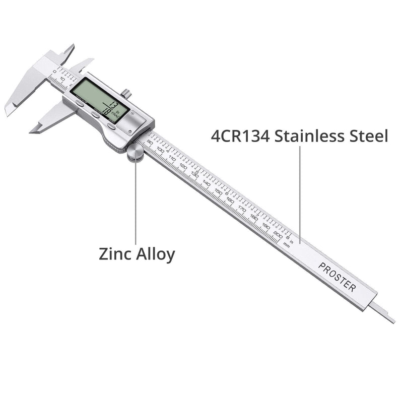 [Australia - AusPower] - Proster Digital Vernier Caliper 8inch 200mm - Stainless Steel Electronic Caliper Fractions/Inch/Metric Caliper Measuring Tool for Length Width Depth Inner Diameter Outer Diameter PSTTL358 