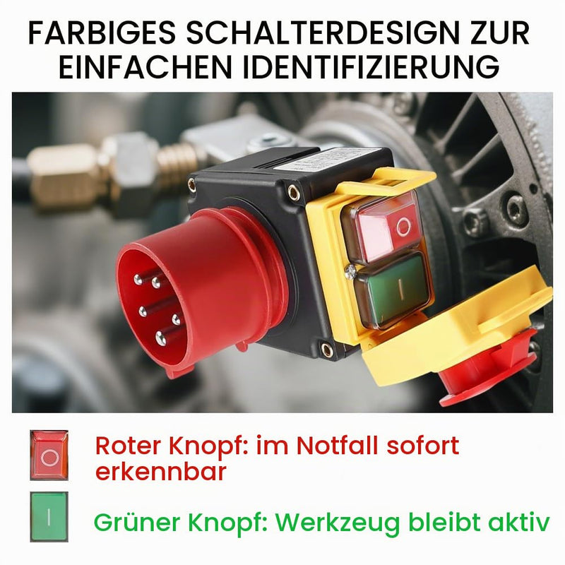 Motor Protection Switch 400 V, 3-Phase Emergency Stop Switch with CEE Plug, Waterproof Electromagnetic Machine Switch 400 V with 67 cm Cable, Phase Inverter, Zero Voltage Switch, Compatible KEDU KOA7