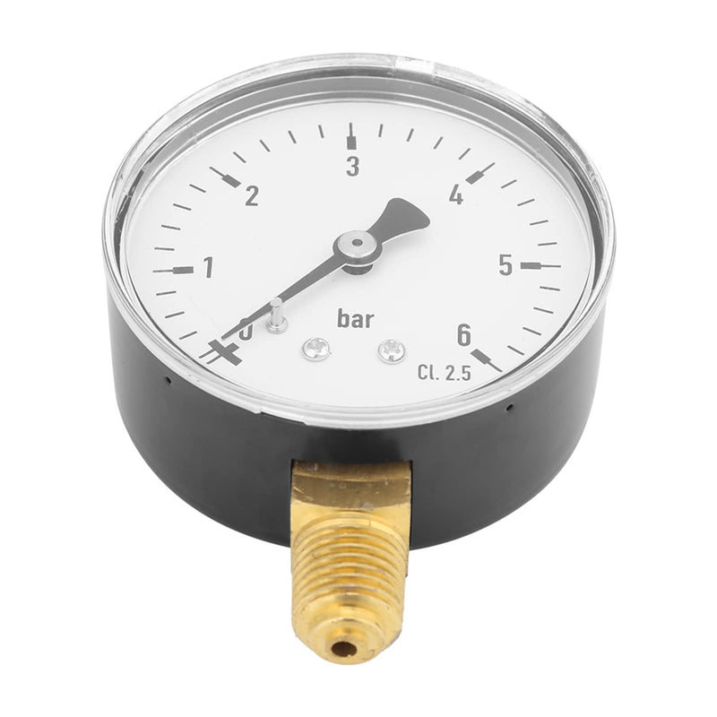 [Australia - AusPower] - 60 mm Industrial Pressure Gauge 0-6 Bar Precision Pressure Gauge for Gas Water Oil 1/4 Inch NPT Brass Thread Robust Metal Construction TS-60-6 
