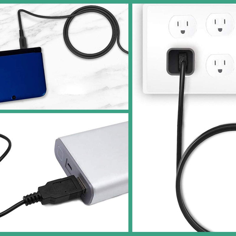 [Australia - AusPower] - 3DS USB Charger Cable, Power Charging Lead for Nintendo New 3DS XL/New 3DS/ 3DS XL/ 3DS/ New 2DS XL/New 2DS/ 2DS XL/ 2DS/ DSi/DSi XL Black 