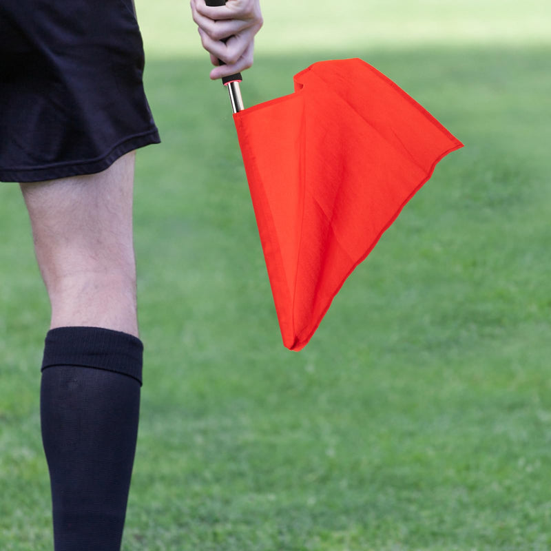 [Australia - AusPower] - Happyyami Track and Field Training Flag: 2pcs Red Referee Warning Flag Traffic Flags Linesman Flags Flag with Stainless Steel Pole Stick for Soccer 